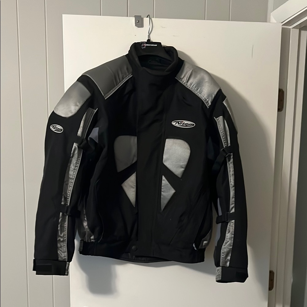Black and Silver Motorcycle Jacket